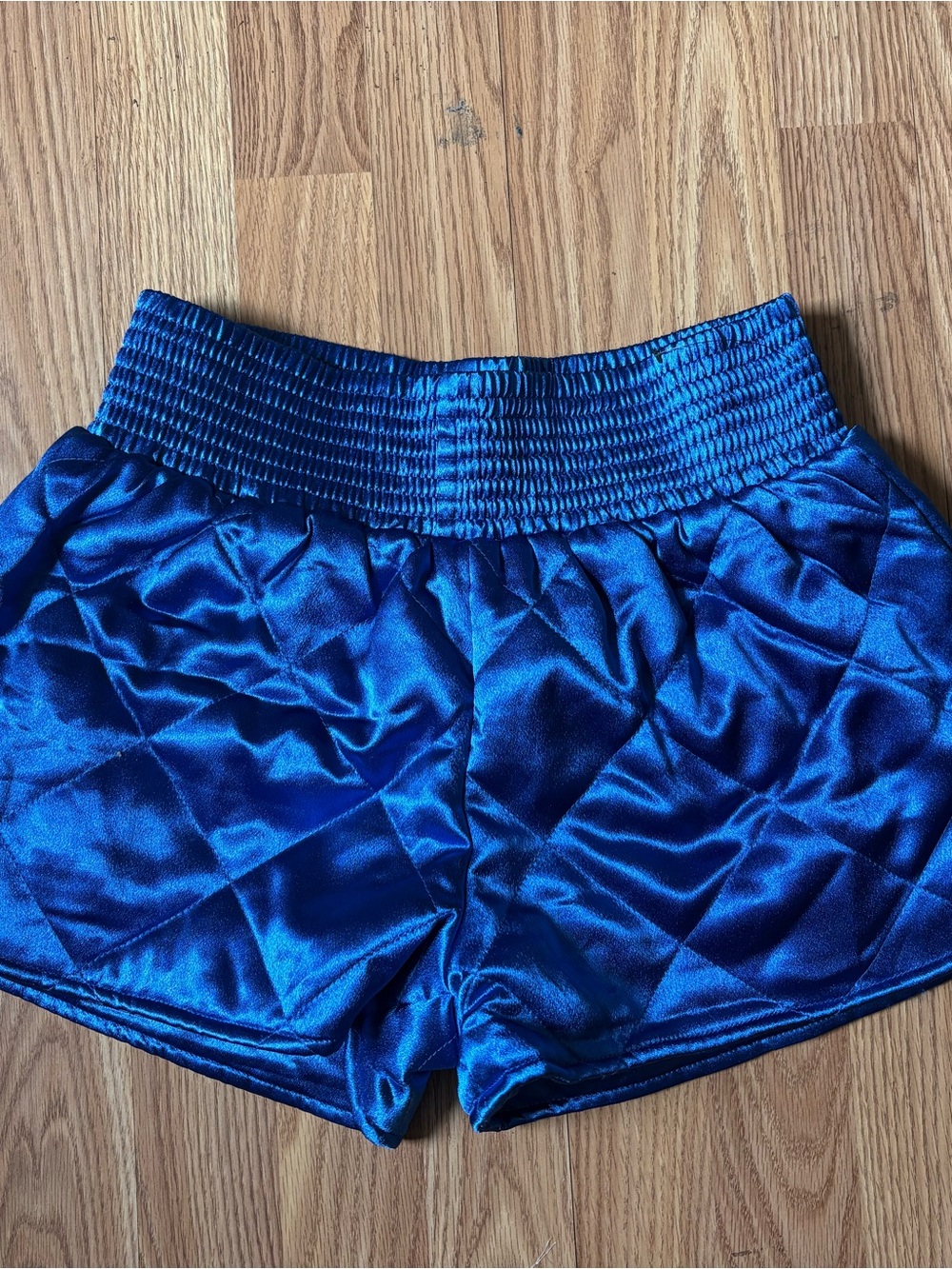 Akira High Waist Puffer Shorts in Electric Blue